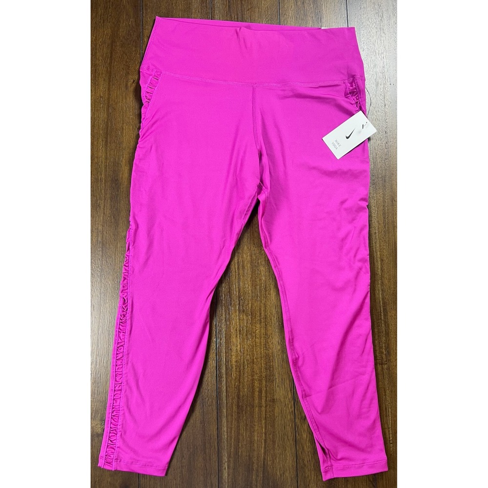 Nike Yoga Dri-FIT High Rise 7/8 Ruched Leggings Pink CU6286-564 Womens XXL
